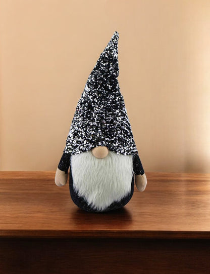 24" Glittery Black and White Sparkle Gnome