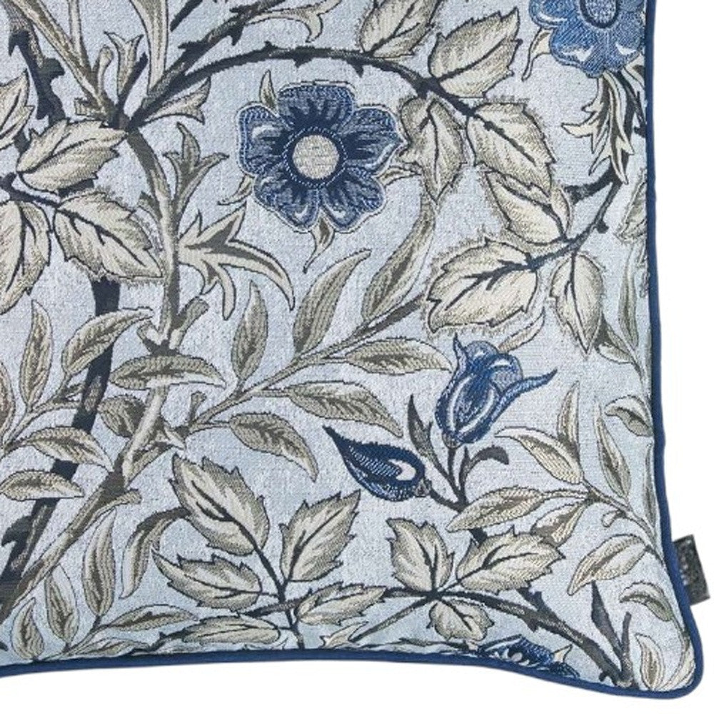 Blue and Gray Leaves Decorative Throw Pillow