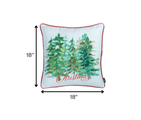 Snowy Christmas Trees Printed Throw Pillow