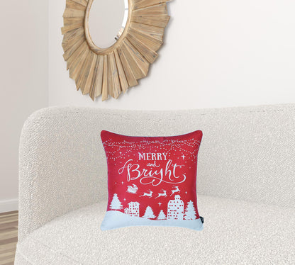 Red Christmas Lights and Reindeer Throw Pillow