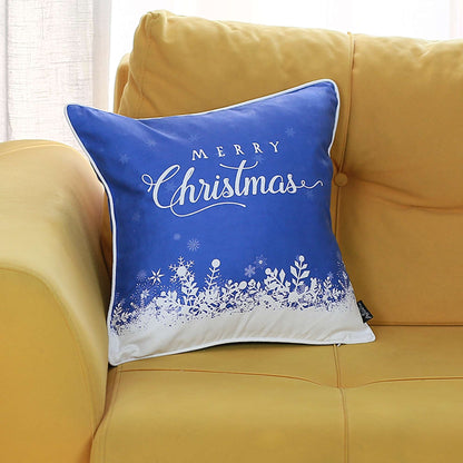 Blue Christmas Snow Decorative Throw Pillow