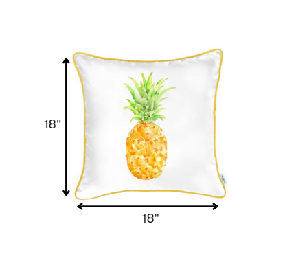 Orange and White Printed Pineapple Throw Pillow