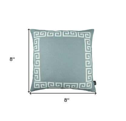 Gray and White Greek Key Bordered Throw Pillow