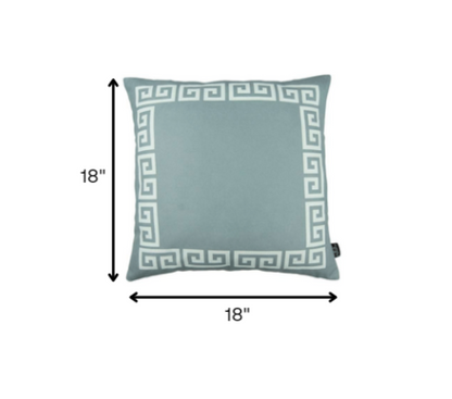 Gray and White Greek Key Bordered Throw Pillow