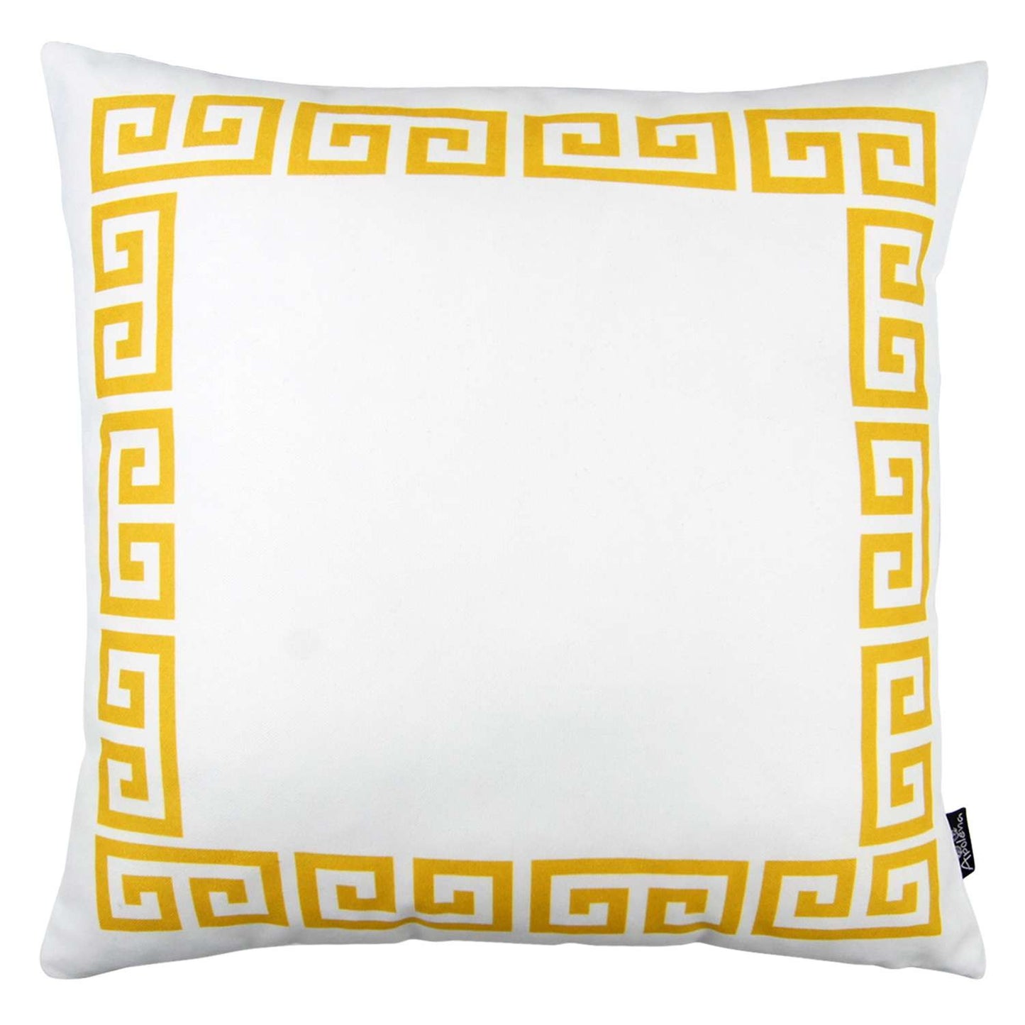 Yellow and White Greek Key Classic Throw Pillow