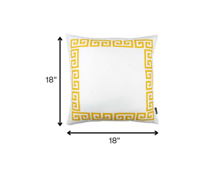 Yellow and White Greek Key Classic Throw Pillow