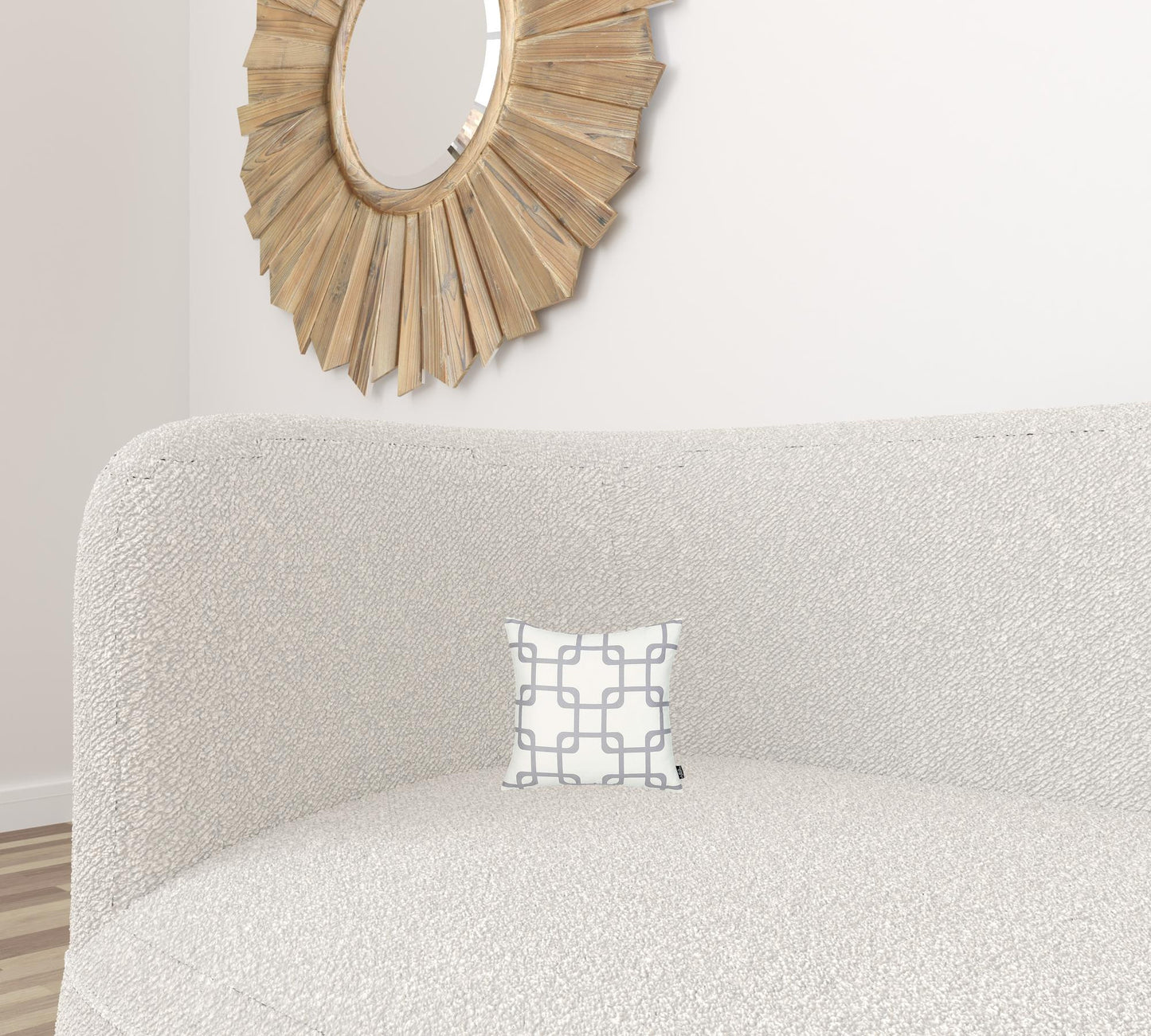 Gray and White Grid Geometric Throw Pillow