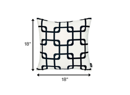 Black and White Grid Geometric Throw Pillow