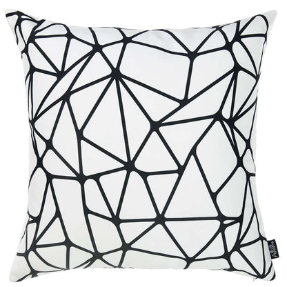 White and Black Geometric Tangle Throw Pillow