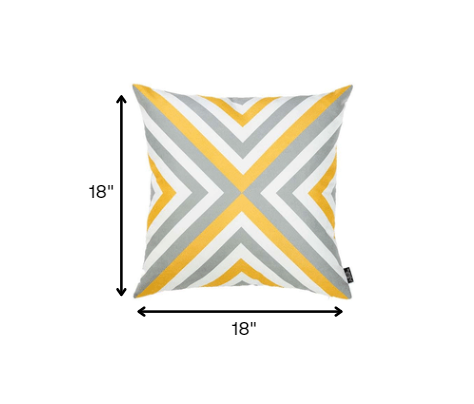 Yellow and Gray Triangle Geometric Throw Pillow