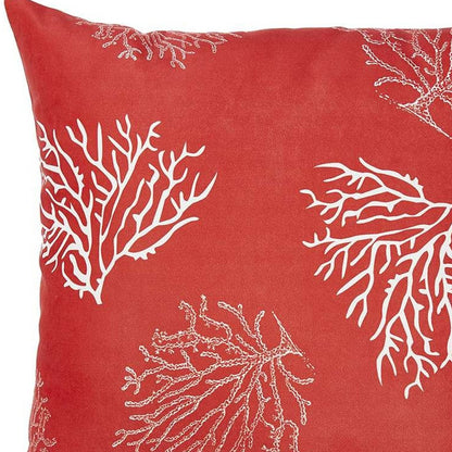 Red and Silver Coral Reef Decorative Throw Pillow