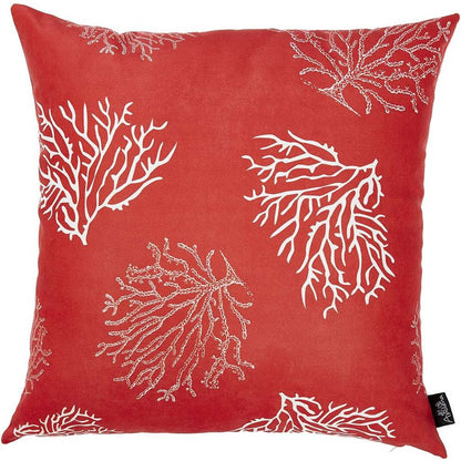 Red and Silver Coral Reef Decorative Throw Pillow