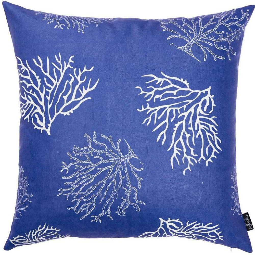 Blue and Silver Coral Reef Decorative Throw Pillow