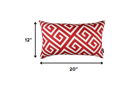 Red Greek Key Pattern Lumbar Throw Pillow