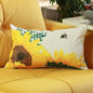 Sunflowers and Bee Lumbar Throw Pillow