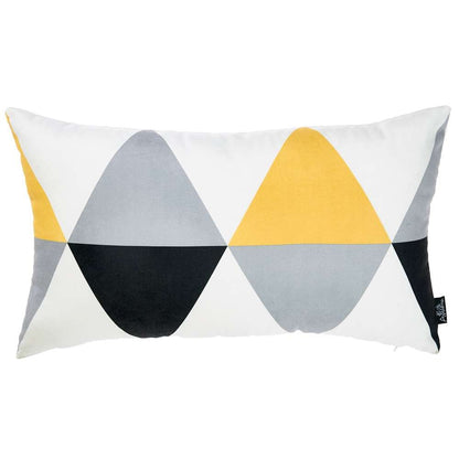 Yellow Gray Diamond Lumbar Throw Pillow