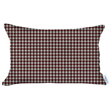 Red Houndstooth Lumbar Throw Pillow