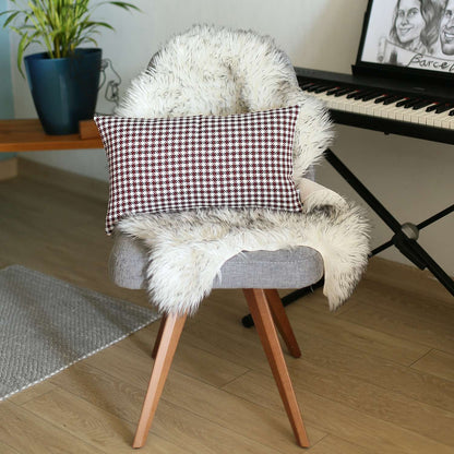 Red Houndstooth Lumbar Throw Pillow