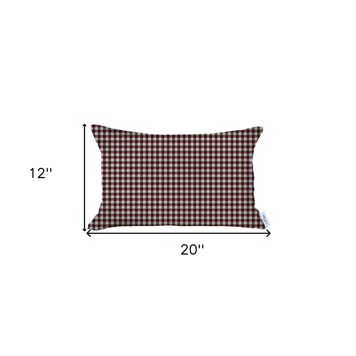 Red Houndstooth Lumbar Throw Pillow