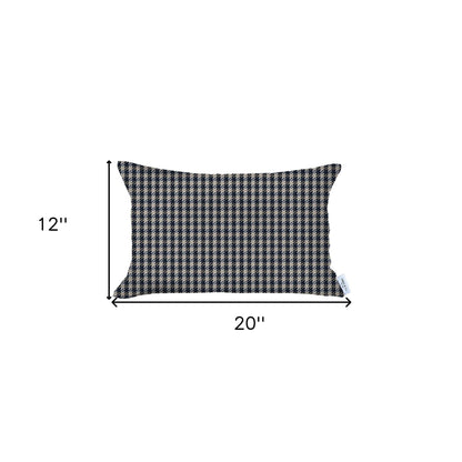 Gray Houndstooth Lumbar Throw Pillow