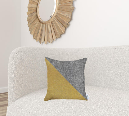 Gray and Yellow Diagonal Decorative Throw Pillow