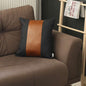 Black and Brown Strap Faux Leather Throw Pillow