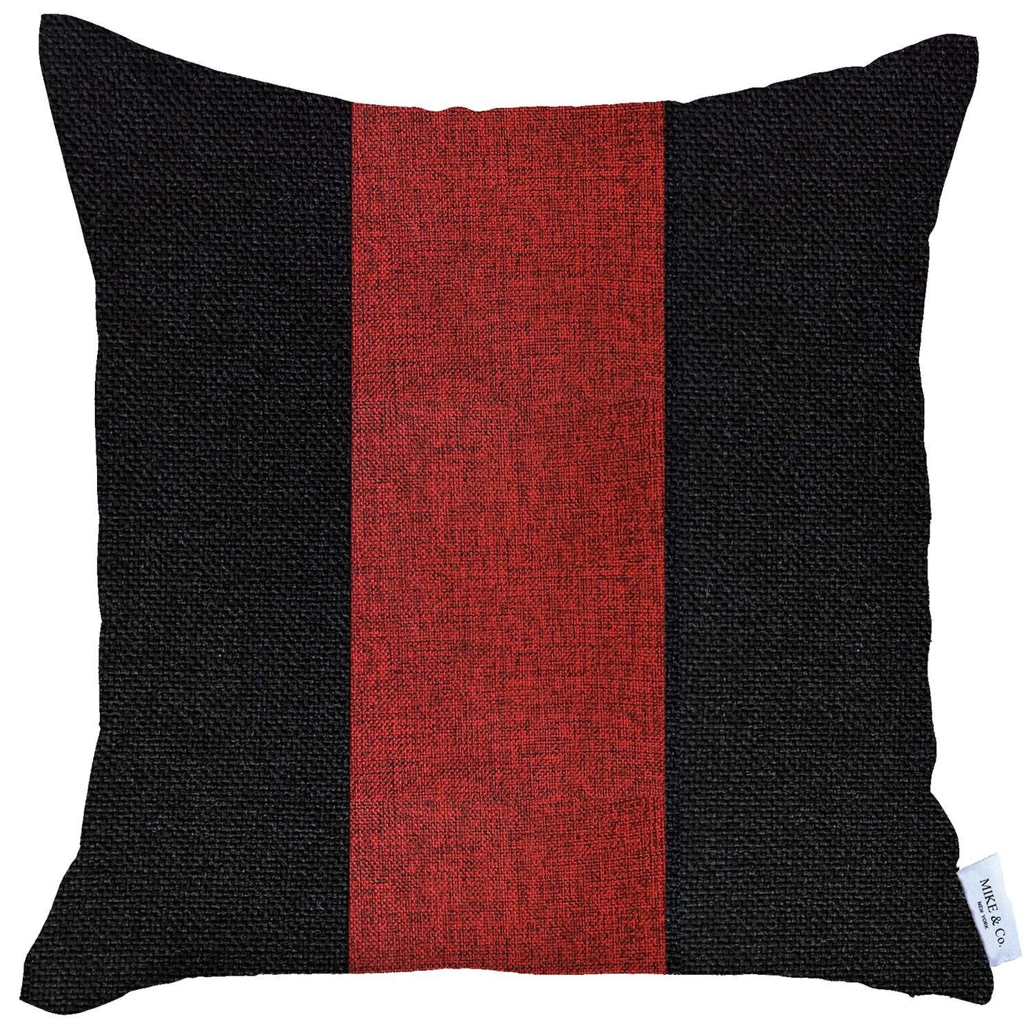 Black and Red Centered Strap Throw Pillow