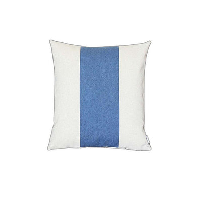 White and Blue Centered Strap Throw Pillow