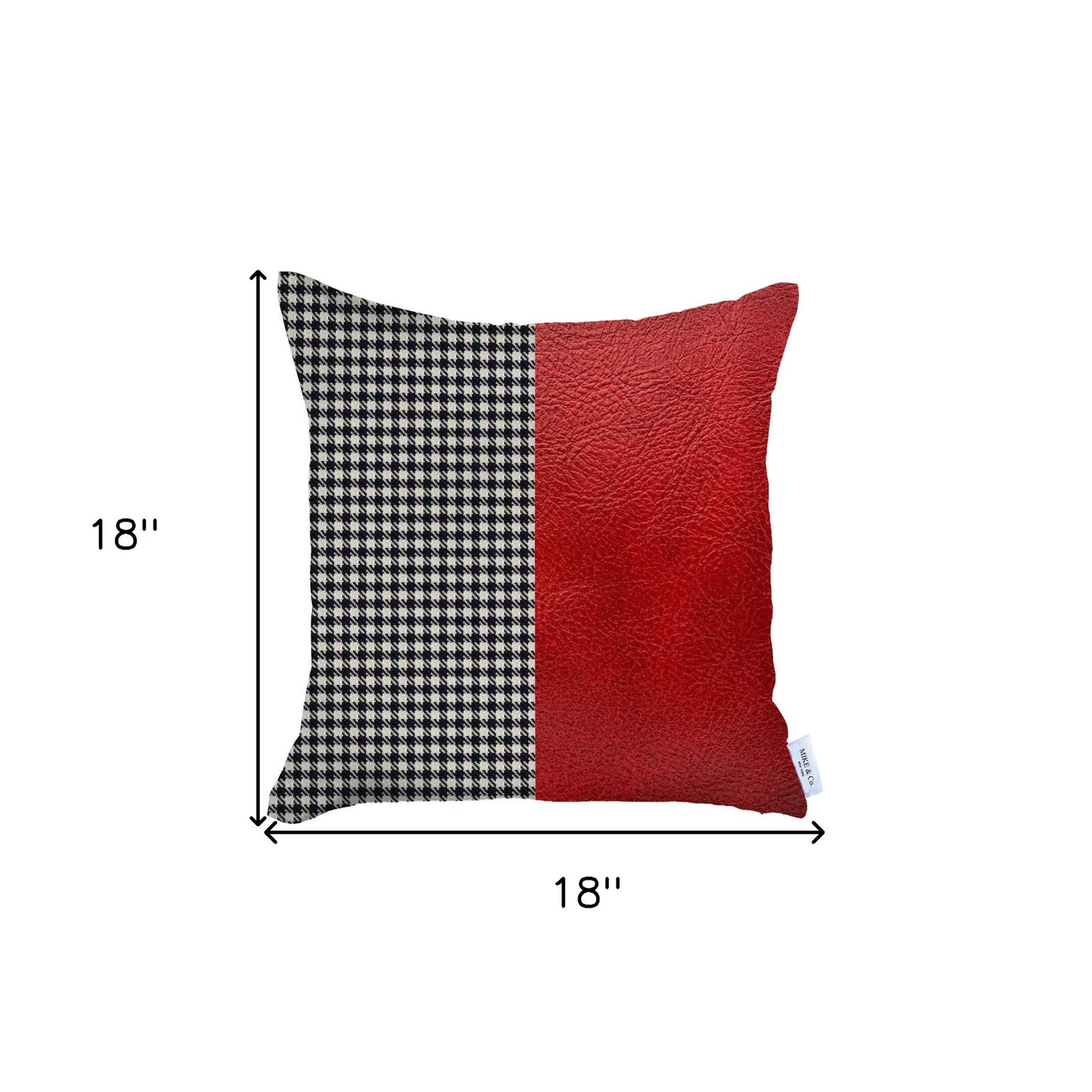 Houndstooth Divided Red Faux Leather Throw Pillow