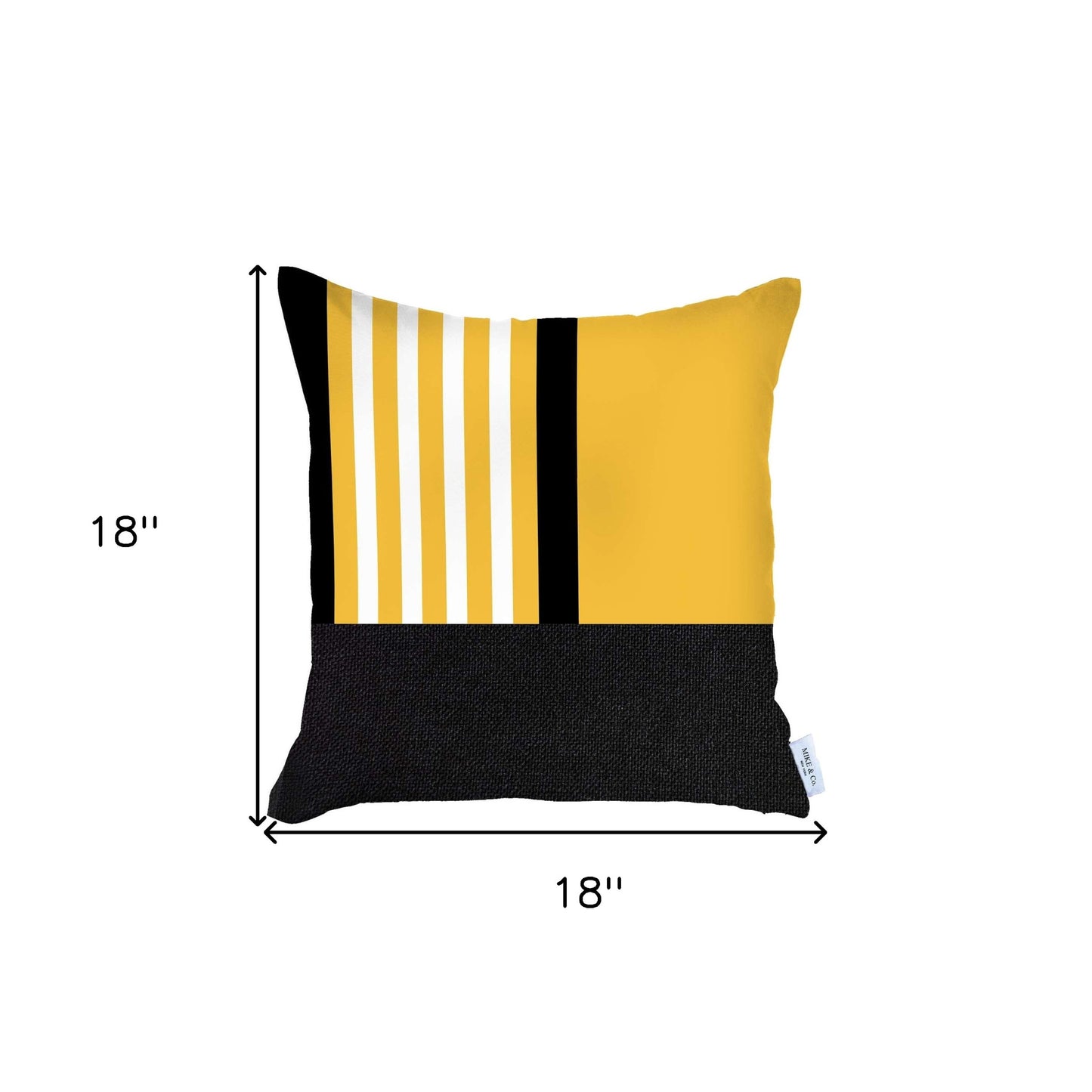 Yellow and Black Printed Geometric Throw Pillow