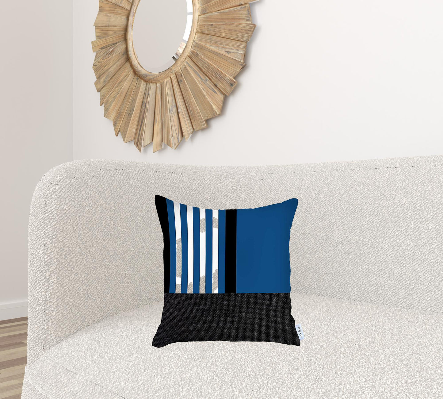 Blue and Black Printed Geometric Throw Pillow