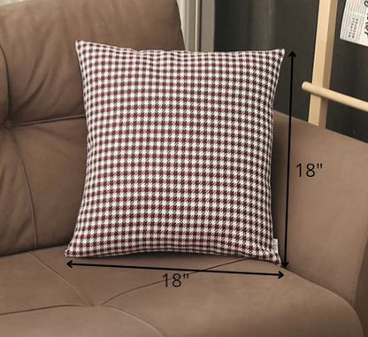 Maroon Red Houndstooth Pattern Throw Pillow