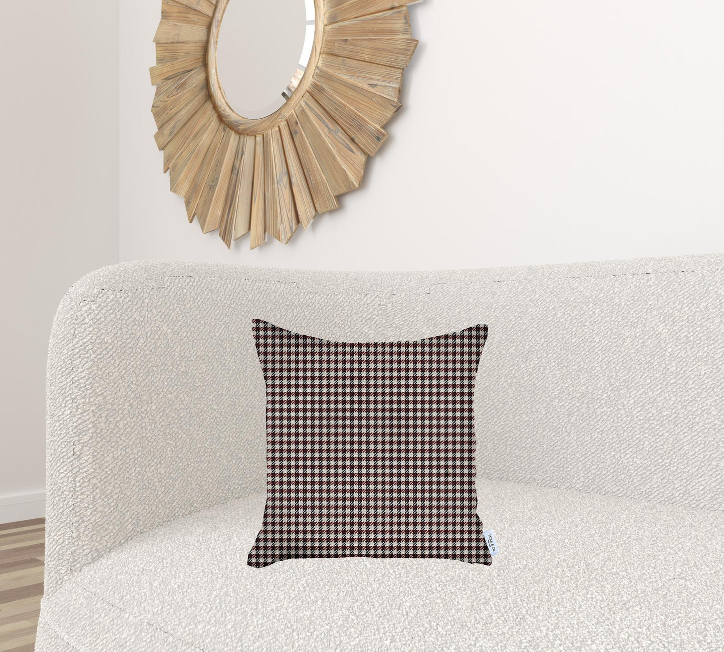 Maroon Red Houndstooth Pattern Throw Pillow