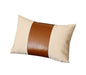 12" X 20" Brown and White Faux Leather Lumbar Throw Pillow