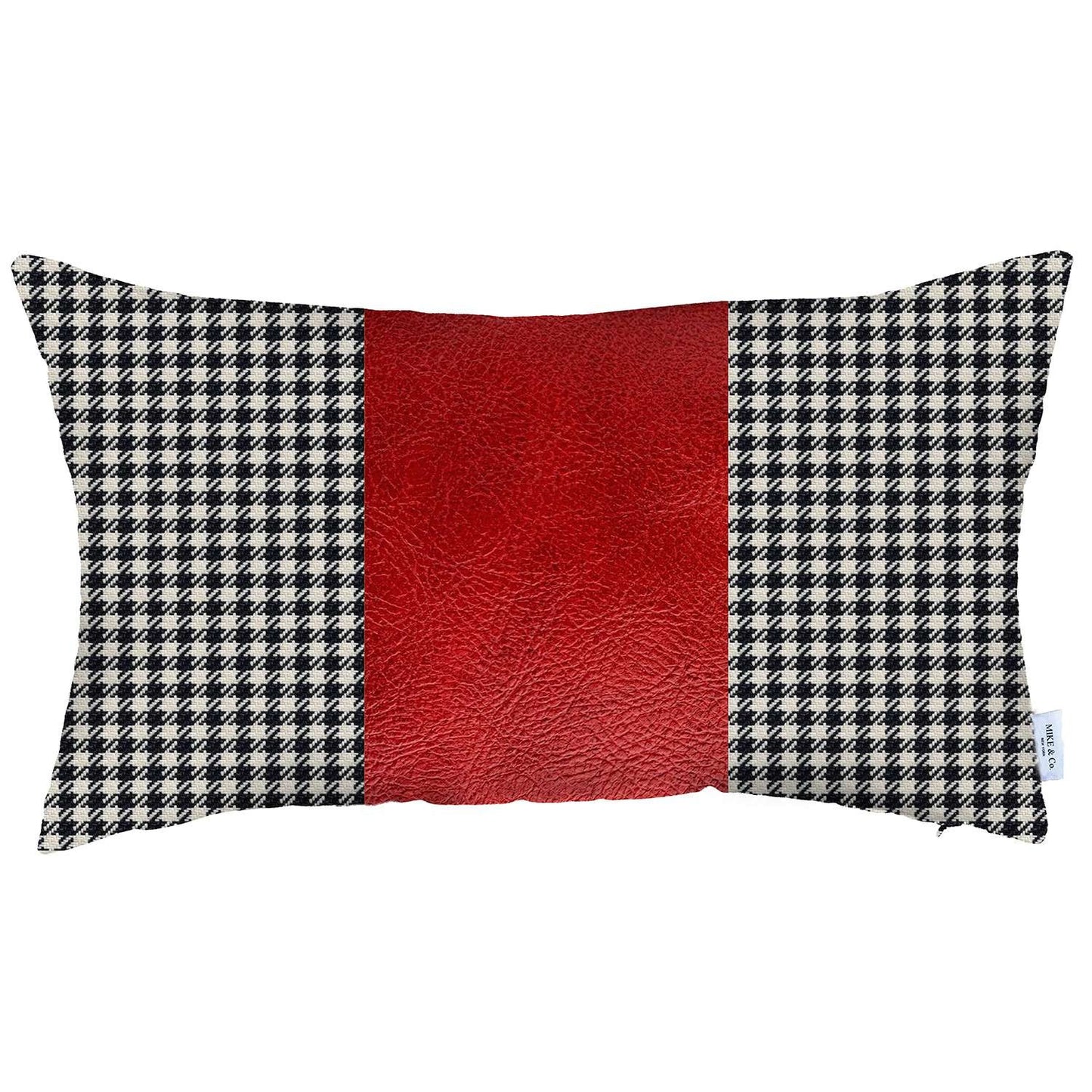 Red Band Houndstooth Lumbar Throw Pillow