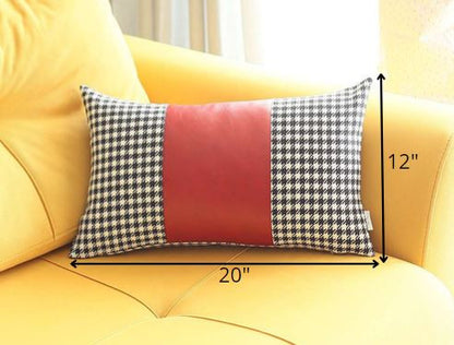 Red Band Houndstooth Lumbar Throw Pillow