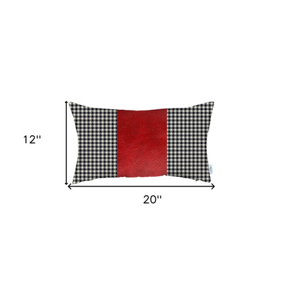 Red Band Houndstooth Lumbar Throw Pillow