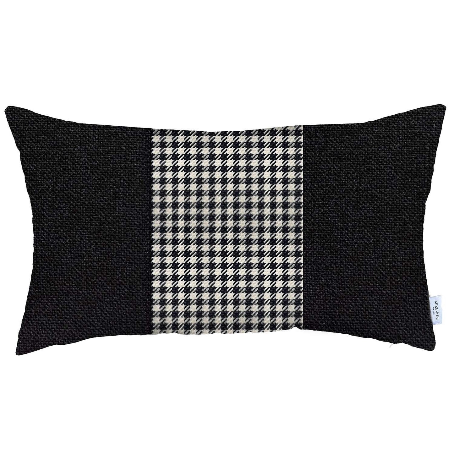 White and Black Houndstooth Lumbar Throw Pillow