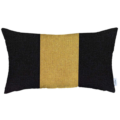 Black and Yellow Midsection Lumbar Throw Pillow