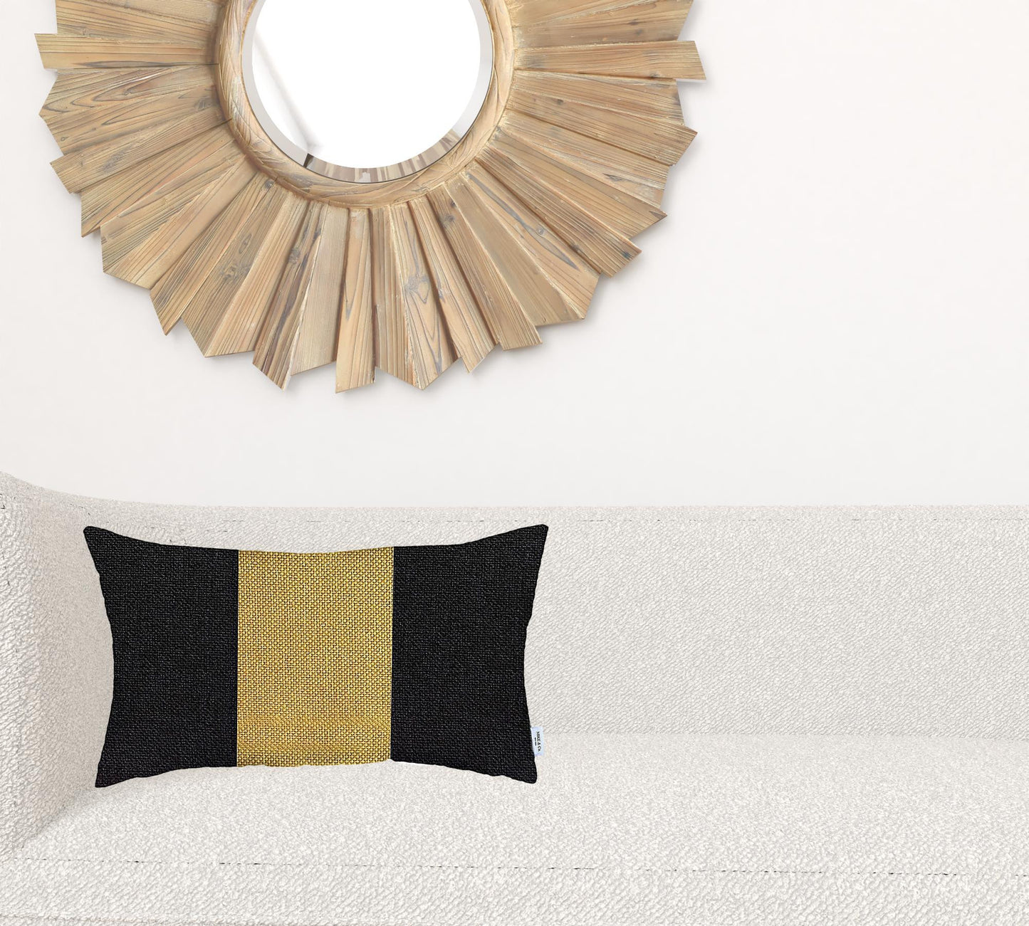 Black and Yellow Midsection Lumbar Throw Pillow