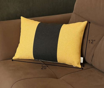 Yellow and Black Midsection Lumbar Throw Pillow