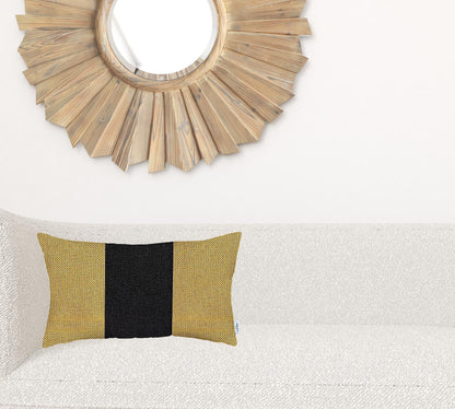 Yellow and Black Midsection Lumbar Throw Pillow