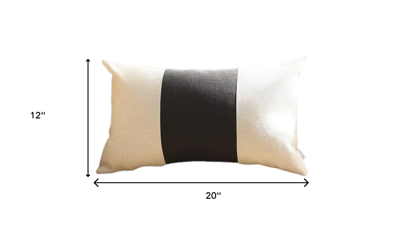 12" X 20" Black and White Striped Lumbar Throw Pillow