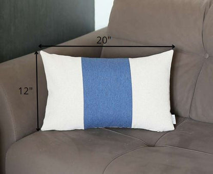 12" X 20" Blue and White Striped Lumbar Throw Pillow