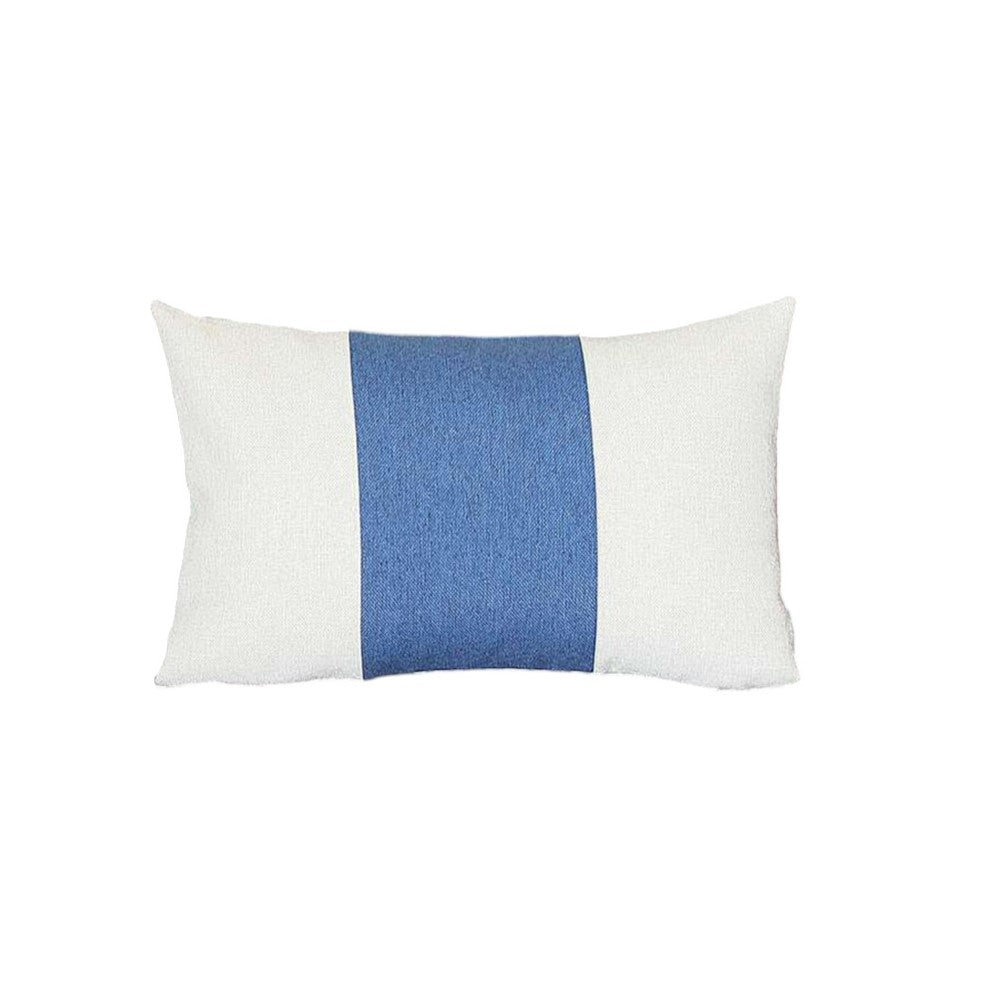 12" X 20" Blue and White Striped Lumbar Throw Pillow