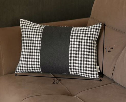 Classic Black Houndstooth Lumbar Throw Pillow