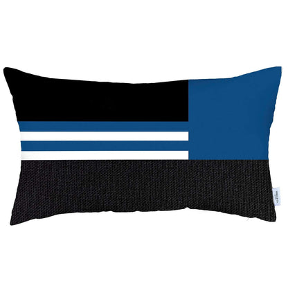 Blue and Black Geometric Lumbar Throw Pillow