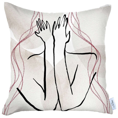 White Hiding Face Printed Throw Pillow