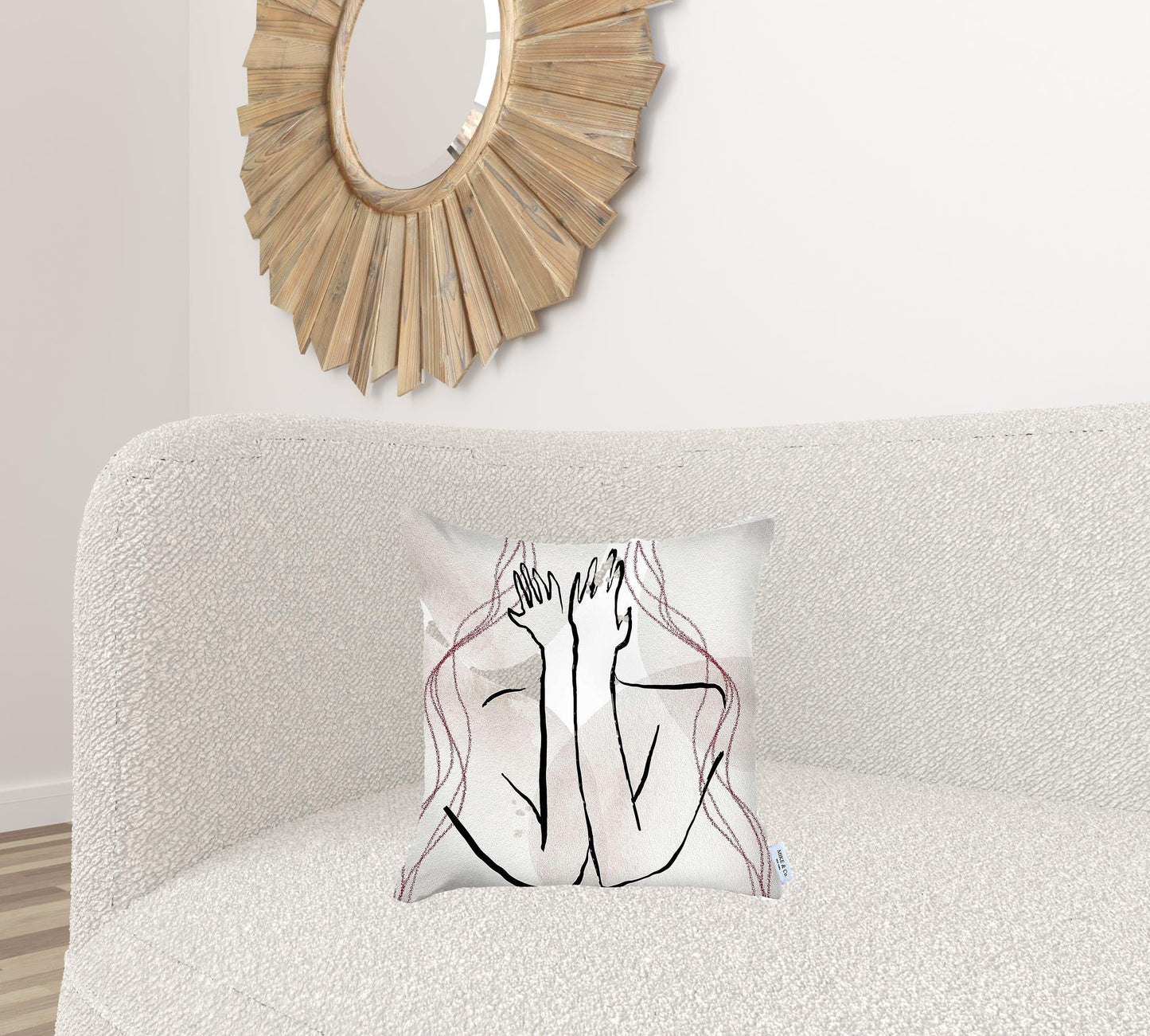 White Hiding Face Printed Throw Pillow