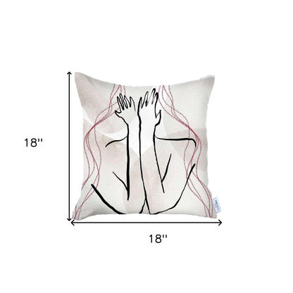 White Hiding Face Printed Throw Pillow